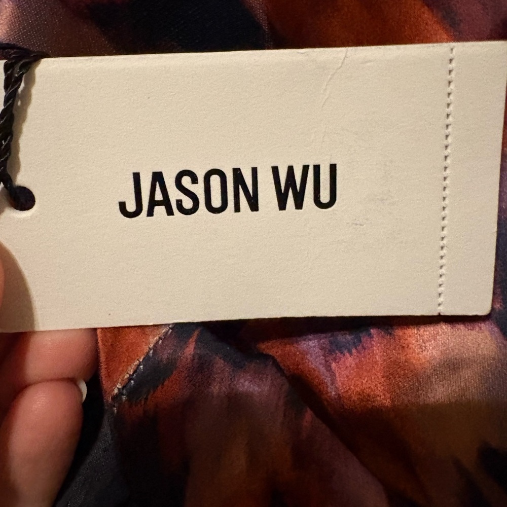 Size Medium NWT Jason Wu Floral Slip Midi Dress in Purple and Rust Tones - Picture 5 of 7